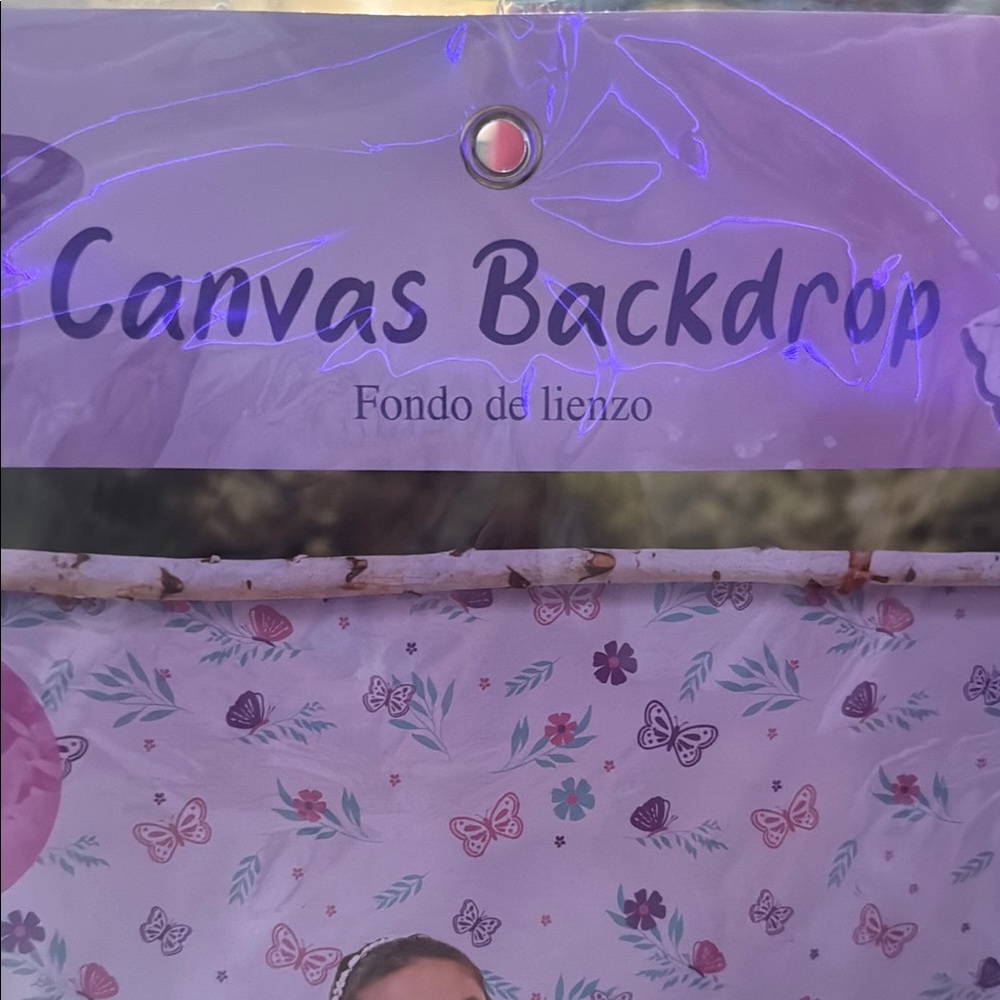 Canvas Backdrop with Butterfly Design - Picture 2 of 4